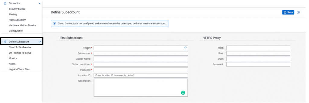 Cloud Connector Configuration